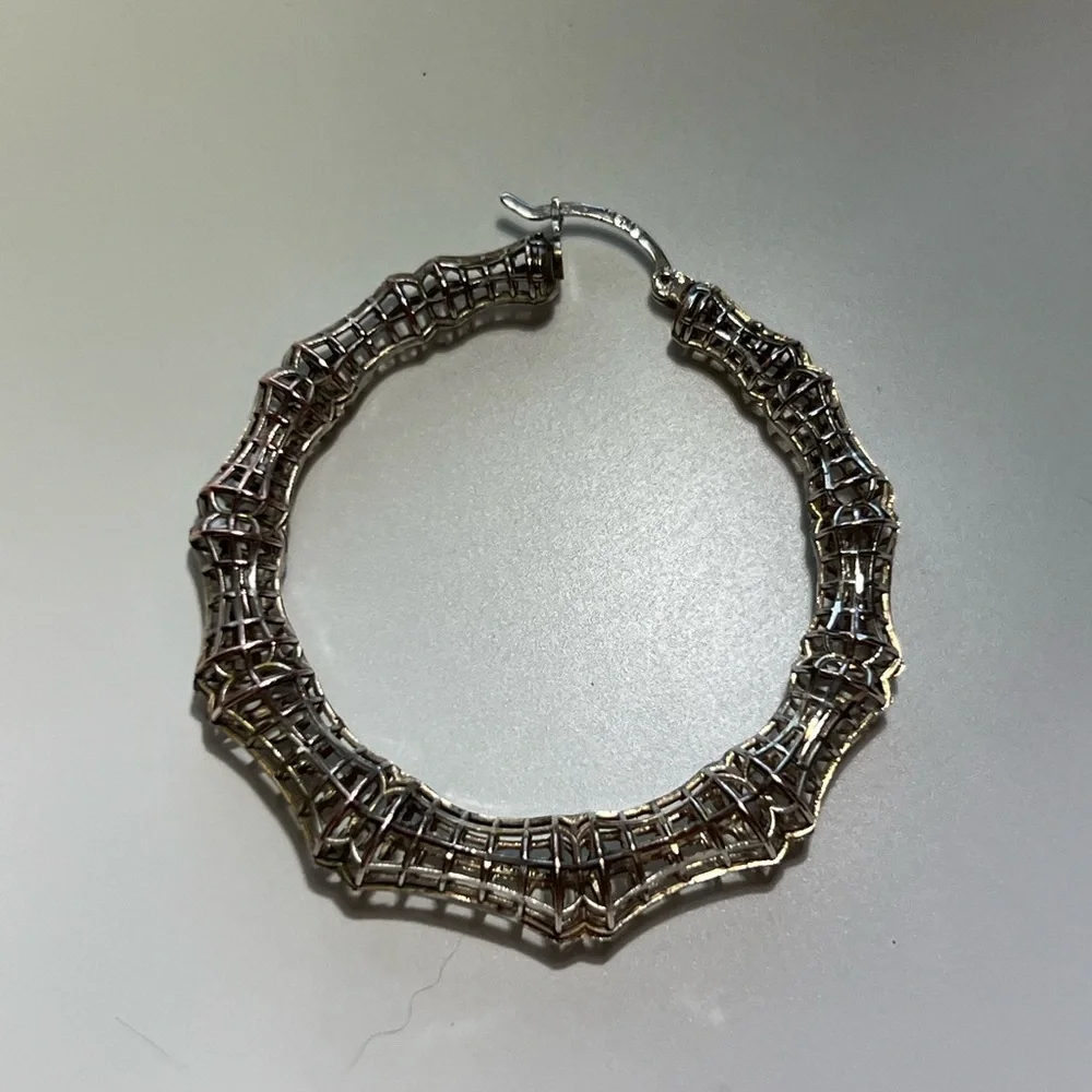 Silver Hoop Earrings - Picture 9 of 11